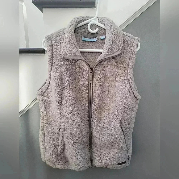 Free Country Plush Vest Sleeveless Full Zip Soft Sherpa Dusty Walnut Sz M Fall - Picture 1 of 4
